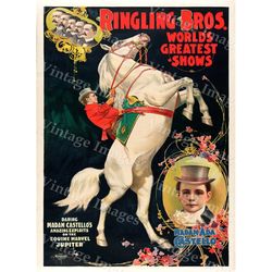 Vintage Circus Poster 1899 Ringling Bros Circus greatest show on earth  Carnival Poster Child's Game Room Fine Art Print
