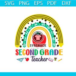 Back To School Shirt Svg Second Grade Teacher Rainbow Vector, Cute Gift For Kindergarten Svg Diy Craft Svg File For Cric