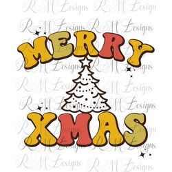 Retro Merry Xmas Png, Merry Xmas png, Colorful Merry Xmas png, Xmas Sublimation , Instant download
