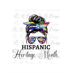 Messy Hair Bun Hispanic Png, Hispanic Heritage Month PNG, Hispanic Flags PNG, Hispanic Heritage Png, Digital File Downlo