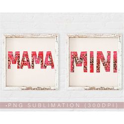 Mama Mini Png Leopard Valentine's Day Mom Png Sublimation Shirt Design Cheetah Print Valentines Shirt Png 300 DPI Image