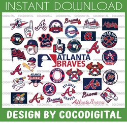 36 Files Atlanta Braves Svg, Cut Files,Baseball Clipart, Cricut contains dxf, eps,Atlanta, Braves  svg, MLB svg