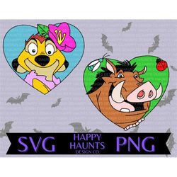 Pumba & Timone SVG, easy cut file for Cricut, Layered by colour