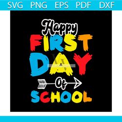 Back To School Shirt Svg Happy First Day Of School Crayon Color Vector, Cute Gift For Kindergarten Svg Diy Craft Svg Fil