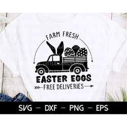 Farm Fresh Easter Eggs Svg, Free Deliveries, Easter Sign Svg, Easter Truck Svg, Kids Easter Eggs Svg, Easter Svg, Black,
