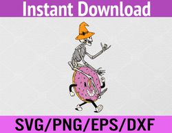 Skeleton Riding Donut Lazy Halloween Costume Funny Doughnut Svg, Eps, Png, Dxf, Digital Download