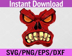 Angry Monster Face Lazy Halloween Costume Scary Creepy Svg, Eps, Png, Dxf, Digital Download