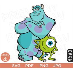 Monsters Inc SVG Ears, Sully Mike Monsters At Work Disneyland Ears Clipart, Cut File Layered Color, Cut file Cricut, Sil