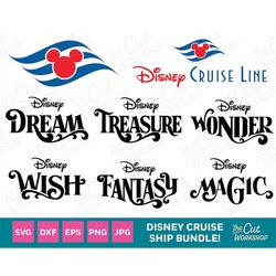 Mouse Cruise Ship Names Logo Bundle - Treasure Fantasy Dream Wish Wonder Magic | SVG Clipart Digital Download Cricut Cut