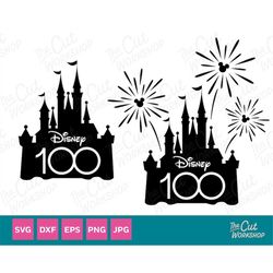 100 Years of Wonder Anniversary Magic Castle Mouse Ear Fireworks | SVG Clipart Digital Download Sublimation Cricut Cut F