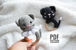 Cat crochet pattern, the kitty crochet rattle easy patterns for beginners, cute pregnancy announcement