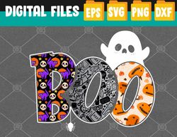 Funny boo with g-host and pumpkins for halloween Svg, Eps, Png, Dxf, Digital Download