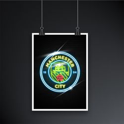Blue Manchester Icon Neon Sign Football Icon Digital File