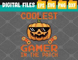 Kids Halloween Coolest Gamer In The Patch Boys Girls Pumpkin Svg, Eps, Png, Dxf, Digital Download