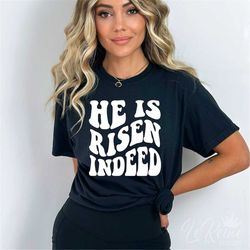 He is Risen Indeed Svg, Easter Shirt Svg, Groovy, Wavy, Retro, Trendy, Christian Svg, Bible Verse Svg, Svg file for Cric