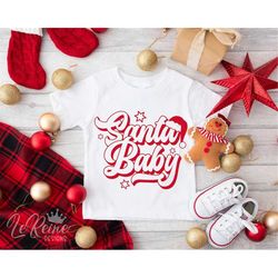 Santa Baby SVG, Retro, Christmas Vibes Svg, Funny Holiday, Newborn Baby Svg, Kids Christmas Shirt, Png, Svg Files for Cr