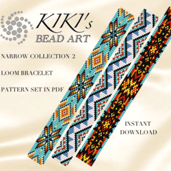Narrow ethnic style loom package Native inspired Loom bracelet pattern, LOOM pattern set in PDF - instant download