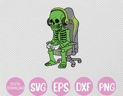 Gaming Halloween Skeleton Scary Gamer Funny Svg, Eps, Png, Dxf, Digital Download