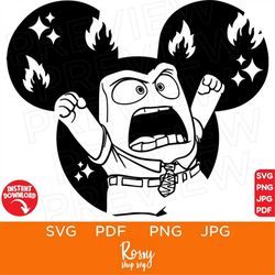 Anger Inside Out Head Disneyland Svg, Icon, Head, Digital, Stitch svg Ears svg png clipart, cricut design Svg, Cut file