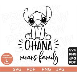 Ohana Means Family Svg, Stitch svg Ears svg png clipart, cricut design Svg Pdf Jpg Png, Cut file Cricut, Silhouette