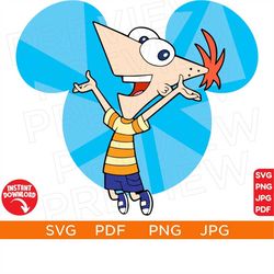 Phineas SVG, Phineas and Ferb SVG Disneyland Ears clipart SVG Disneyworld Svg Vector in Svg Png Jpg Pdf format Cutting f