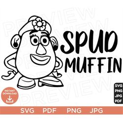 Spud Muffin Svg, Mrs Potato Toy Story Svg Ears svg png clipart, cricut design Svg Pdf Jpg Png, Cut file Cricut, Silhouet