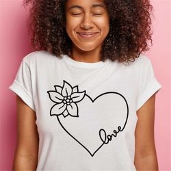 Valentine SVG, Heart love flower svg, Heart svg, Valentine svg, Valentine shirt svg, Valentine Day Cut, Love SVG For Cri