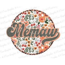 Floral Memaw PNG, Retro Mama Png, Groovy Boho Sublimation, Png, Memaw  Shirt Design, Mother's Day Png, Sublimation Png,