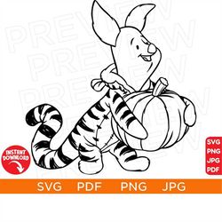 Piglet pumpkin Halloween Svg, Winnie Pooh Ears SVG Mouse png, Disneyland ears svg clipart SVG, cut file layered, Silhoue