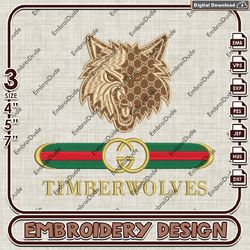 NBA Minnesota Timberwolves Gucci Embroidery Design, NBA Embroidery Files, NBA Timberwolves Embroidery, Machine Embroider