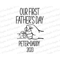 Personalized Our First Father's Day Svg, New Dad Svg, First Bump Svg, Father's Day Svg, Dad Day Svg, Custom Gift For Dad