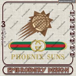 NBA Phoenix Suns Gucci Embroidery Design, NBA Embroidery Files, NBA Phoenix Suns Embroidery, Machine Embroider