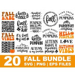 Fall SVG Bundle, 20 Designs, Autumn Bundle, Fall SVG for Cricut, Thanksgiving Svg, Instant Download