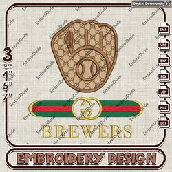 MLB Milwaukee Brewers Gucci Embroidery Design, MLB Team Embroidery Files, MLB Brewers Machine Embroidery, MLB Designs