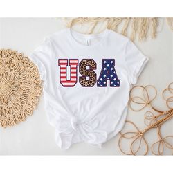 USA Shirt, USA Flag Shirt, Leopard USA Shirt ,American Shirts, 4th of July Gifts, 4th of July Shirt, America Flag Shirt,
