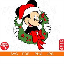 Mickey Christmas Vector Svg, Mickey Ears SVG Mouse png, Disneyland ears svg clipart SVG cut file, Silhouette Cricut desi