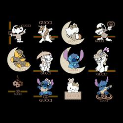 Gucci Cartoon Bundle Svg, Brand Logo Svg, Snoopy Svg, Unicorn Svg, Hello Kitty Svg, Stitch Svg, Digital download
