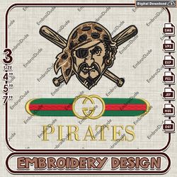 MLB Pittsburgh Pirates Gucci Embroidery Design, MLB Team Embroidery Files, MLB Pirates Machine Embroidery, MLB Files