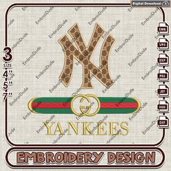 MLB New York Yankees Gucci Embroidery Design, MLB Team Embroidery Files, MLB Yankees Machine Embroidery, MLB Design