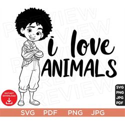 I love Animals Svg, Encanto SVG Antonio Madrigal Svg, Disneyland Ears Clipart Cut File Layer Cricut Encanto Shirt Design