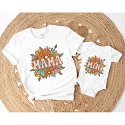 Floral Mama Mini Shirt, Mama And Mini Shirts, Mini Shirt, Mama And Me Shirt, Mama Mini Sweatshirt, Cool Mama Shirt, Moth