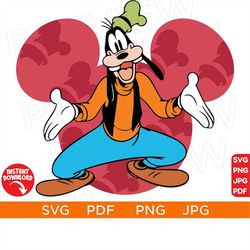 Goofy Vector Svg, Goofy Ears SVG Mouse png, Disneyland ears svg clipart SVG, cut file layered by color, Silhouette, Cric