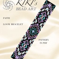 Loom pattern Faith loom bracelet bead pattern ethnic inspired Bead LOOM bracelet pattern in PDF - instant download