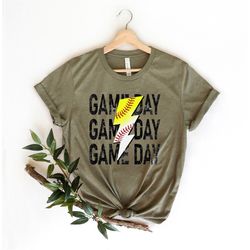 Gameday Softball Shirt, Gameday Lightning Bolt, Softball Mom Shirt, Softball Shirt, Womens Baseball Shirt, Softball shir