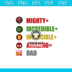 Mighty Incredible Invincible Amazing Dad Svg, Fathers Day Svg, Father Svg, Dad Svg, Dad Lover Svg, Dad Gift Svg, Avenger