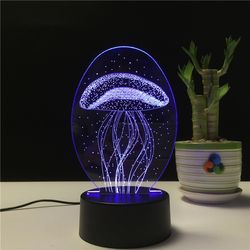 Jellyfish Shape 3D Lamp Night Light / Touch color Changing light