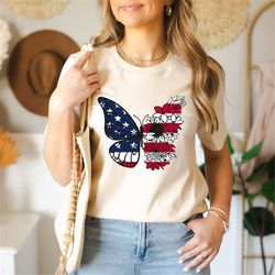 Independence Day, Freedom Shirt, 4th of July, Independence Shirt, American Flag, American Butterfly,  Patriotic T-Shirts