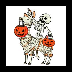 Skeleton Riding Mummy Llama Halloween Svg Happy Halloween Vector Svg, Halloween Skeleton Funny Gift For Halloween Day Sv