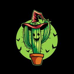 Cactus Witch Halloween Svg Happy Halloween Vector Svg, Halloween Cactus Gift For Halloween Day Svg, Silhouette Sublimati