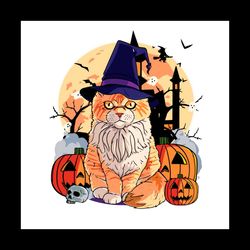 Cat Witch Halloween Svg Happy Halloween Vector Svg, Halloween Cat Gift For Halloween Day Svg, Silhouette Sublimation Fil